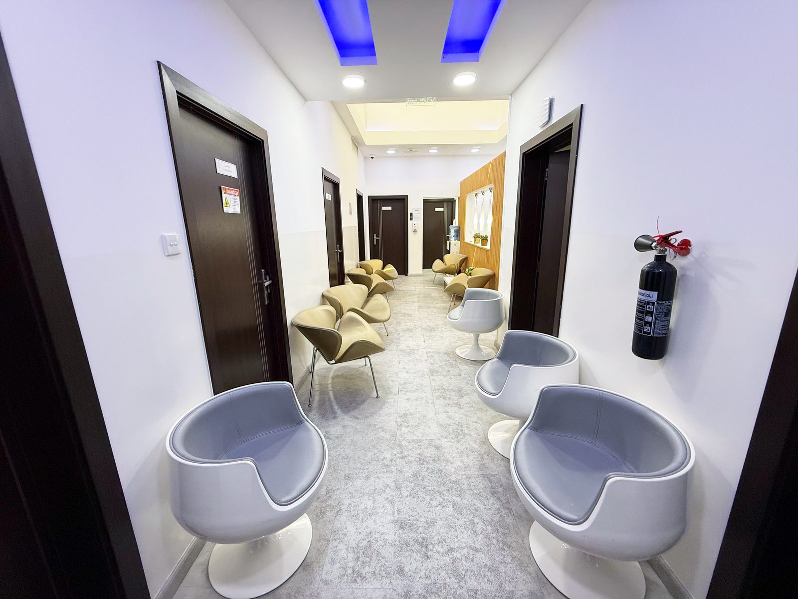 Patient waiting area beside the consultation rooms in a poly clinic in Jumeirah, Dubai